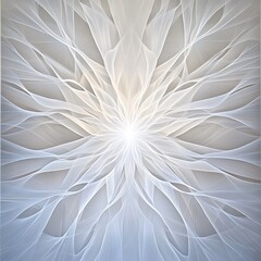 Poster - Abstract image featuring a radiant, light colored, symmetrical pattern resembling branching veins or a network. The central area glows brightly, radiating outward. The background is a muted light