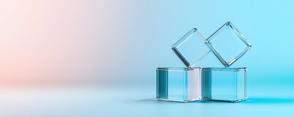 Aufkleber - A minimalist composition featuring transparent geometric shapes on a softly colored background, emphasizing modern design and simplicity.