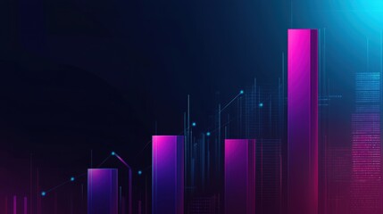 Poster - A sleek business banner showcasing a broken financial graph with holographic cyber effects and smooth gradient textures.