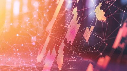 Poster - A sleek business banner showcasing a broken financial graph with holographic cyber effects and smooth gradient textures.