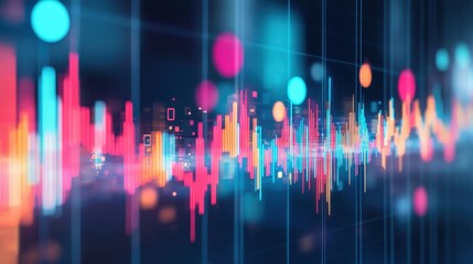 Fototapete - A sleek business data collapse visualization with glowing cyber structures and crisp textures.