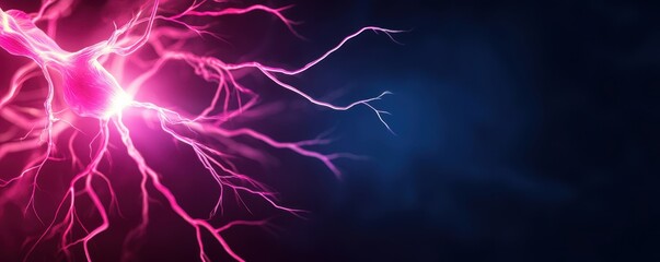 Poster - A vibrant display of pink electric arcs against a deep blue background, evoking energy and dynamic movement.