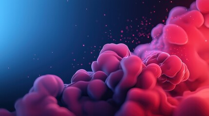 Poster - A vibrant, abstract composition featuring pink and blue cloud-like formations against a dark background, evoking a sense of depth and texture.