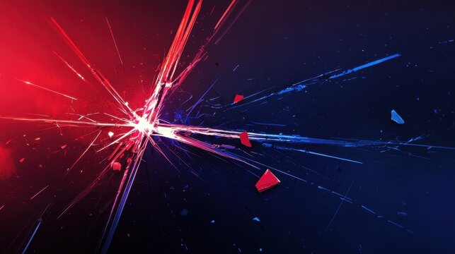 A sleek digital banner featuring a shattered economic graph with glowing blue and red lines, symbolizing market decline.