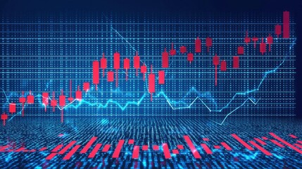 Poster - A sleek digital banner featuring a shattered economic graph with glowing blue and red lines, symbolizing market decline.