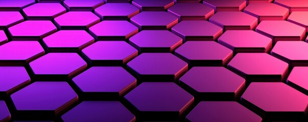 Poster - A vibrant hexagonal pattern in purple and pink hues, creating a dynamic and modern background effect.