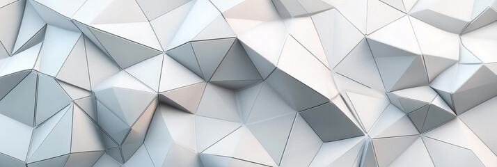 Poster - white background with a lot of triangles. The triangles are all different sizes and angles. The image has a very abstract and geometric feel to it