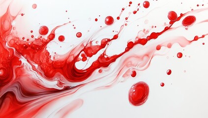 Poster - Red Ink Abstract Splashes on White Background