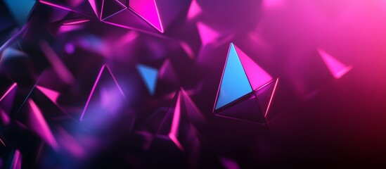 Poster - Abstract 3D Triangles, Neon Colors, Depth