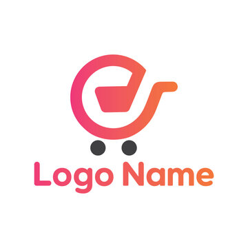 E letter ecommerce logo design concept 