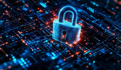 Poster - Digital lock on circuit board; security concept