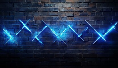Poster - Neon light design on dark brick wall