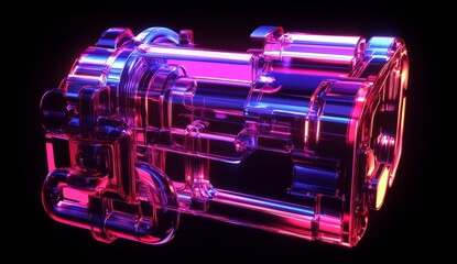 Aufkleber - Futuristic engine component, glowing, abstract, dark background