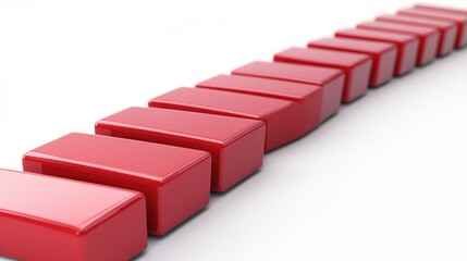 Poster - a series of red rectangular blocks arranged in a linear fashion on a white background