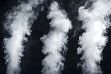 Wall Mural - set of white clouds on a black background.