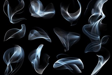 Wall Mural - smoke collection isolated on black background. smoke abstract background for design.