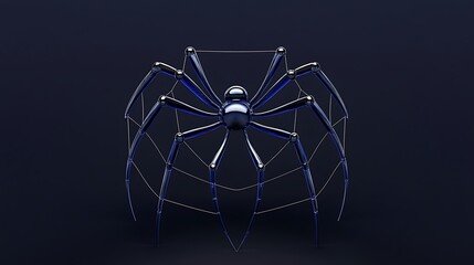 Dark Metallic Spider 3D Render: Cyberpunk Arachnid on a Black Background AI Generated