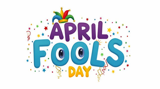 April fools day cute elements, Text, Typography Lettering Calligraphy, Isolate On Transparent Background 