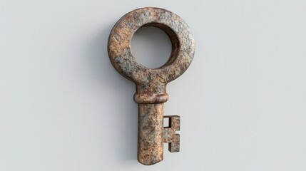 Poster - a vintage, rusty key resting on a smooth surface, highlighting its textured details and history