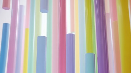 Poster - Colorful vertical tubes in a vibrant arrangement, creating a playful atmosphere with soft lighting