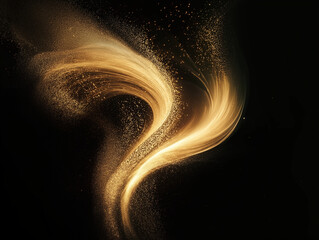 abstract depiction of golden light or particles in motion, creating a visually stunning and elegant effect.