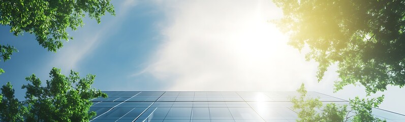 Fototapete - AI-optimized smart office building with automation features, showcasing modern architecture and technology.