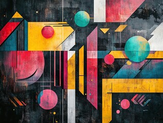 Poster - Abstract Geometric Art Print Colorful Shapes Texture