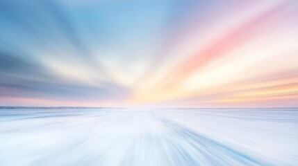 Poster - Abstract winter landscape with pastel sunrise, blurred motion effect.