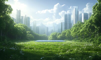 Poster - Futuristic business district concept showcasing innovative architecture and urban design.