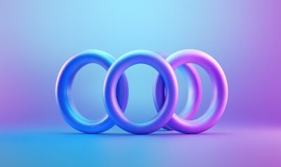Wall Mural - three interconnected vibrant rings on a gradient background.