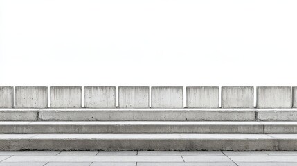 Poster - minimalist concrete steps with smooth surface leading to a blank white background