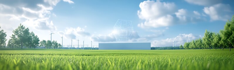 Aufkleber - Futuristic digital twin technology for sustainability in a modern context.