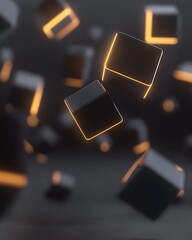 Poster - High-resolution 3D render of interconnected floating elements, ideal for visual and design applications.