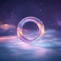 Aufkleber - A detailed 3D rendering of a glass-like torus with reflective surfaces, showcasing intricate design elements.