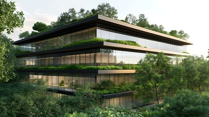 Fototapete - A luxury corporate headquarters image showcasing modern architecture and design elements.