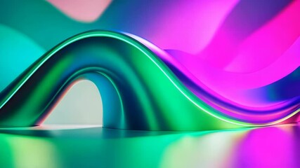 Poster - An abstract artwork featuring a dynamic waving structure, colorful and curving, smooth and glossy, modern and fluid, with a sense of motion and energy
