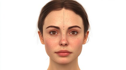 Poster - Detailed medical illustration of female face showing precise Botox injection points and anatomy for cosmetic procedures. Generative AI