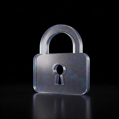Poster - A futuristic transparent lock, representing cybersecurity, privacy, data protection, and online safety in the digital age.