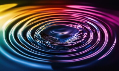 Wall Mural - vibrant concentric ripples on dark liquid surface.