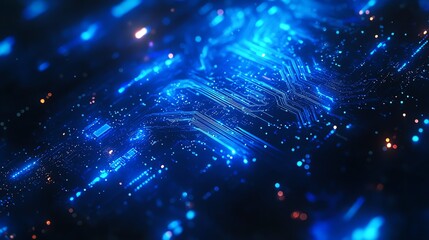 Poster - Abstract Blue Circuit Board Technology Background