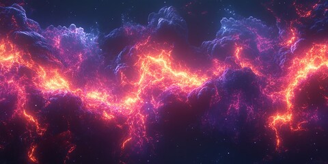 Wall Mural - Glowing Nebula Space Cloud with Bright Light and Deep Purple Tones