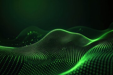 Poster - Abstract green digital wave background.