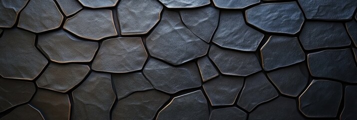 Poster - Cracked black stone surface abstract texture close-up photography artistic environment high-contrast detail
