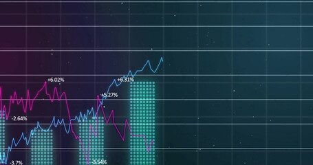 Poster - image of financial data processing over dark background
