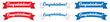 © ShafiqGFX - Set of congratulations banners in blue, red, and white ribbon variations
