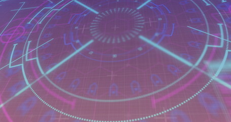 Wall Mural - image of scope scanning over shapes