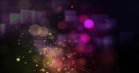 Poster - Image of light spots and shapes on black background