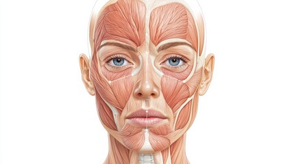 Poster - Detailed medical illustration showcasing Botox injection points on female face anatomy for cosmetic procedures. Generative AI