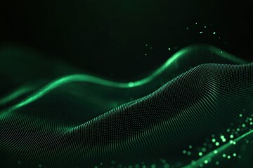 Poster - Abstract green wave particle background. (1)