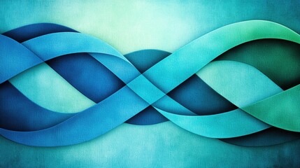 Aufkleber - Flowing abstract waves digital art blue and green color palette modern design artistic perspective
